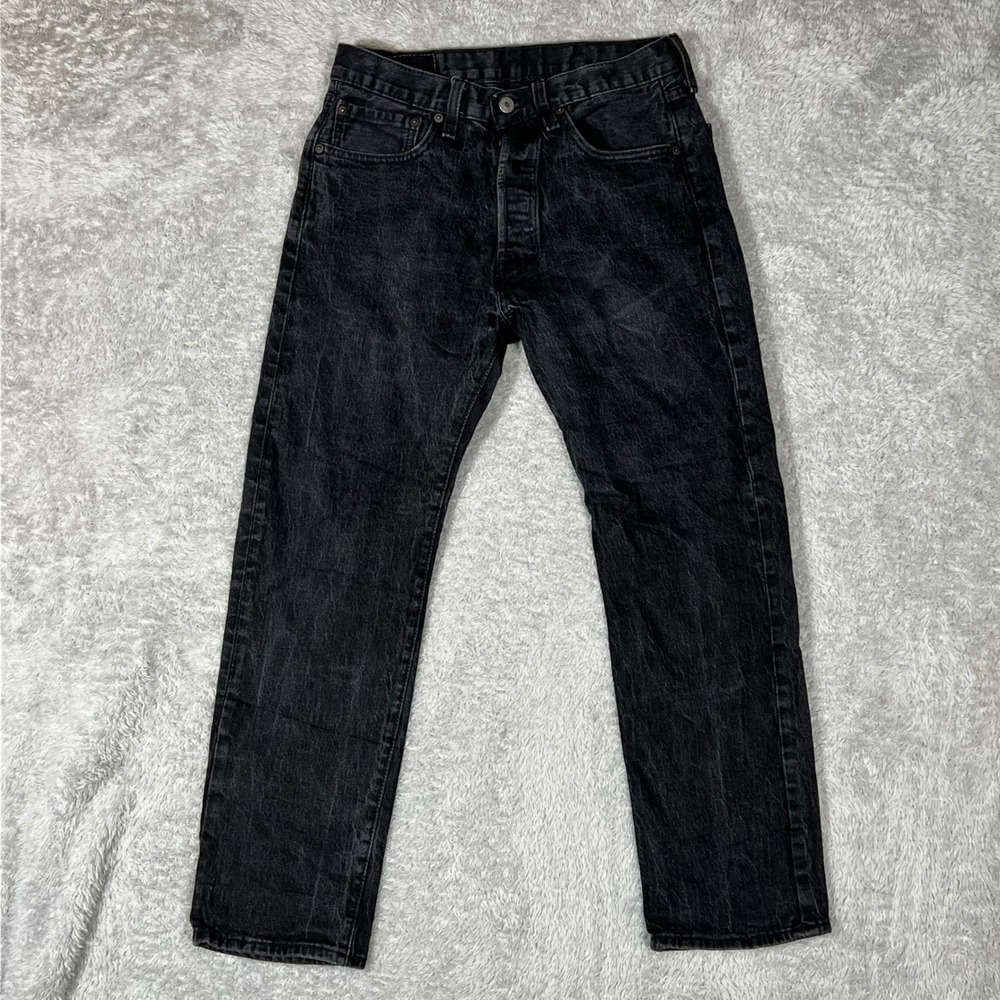 Levis 501 Original Fit Mens Jeans Washed Black Straight Leg Button Fly 31x30